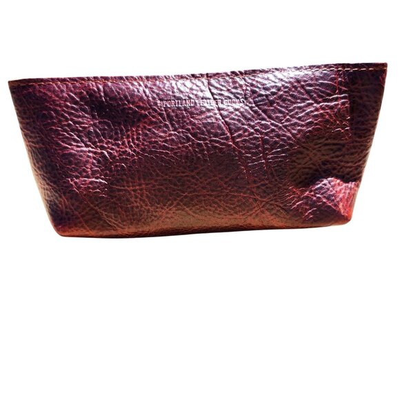 Portland Leather Utility Bag Cinnamon Bear Brown/Red Pebbled Leather Gold Zipper - Picture 2 of 10